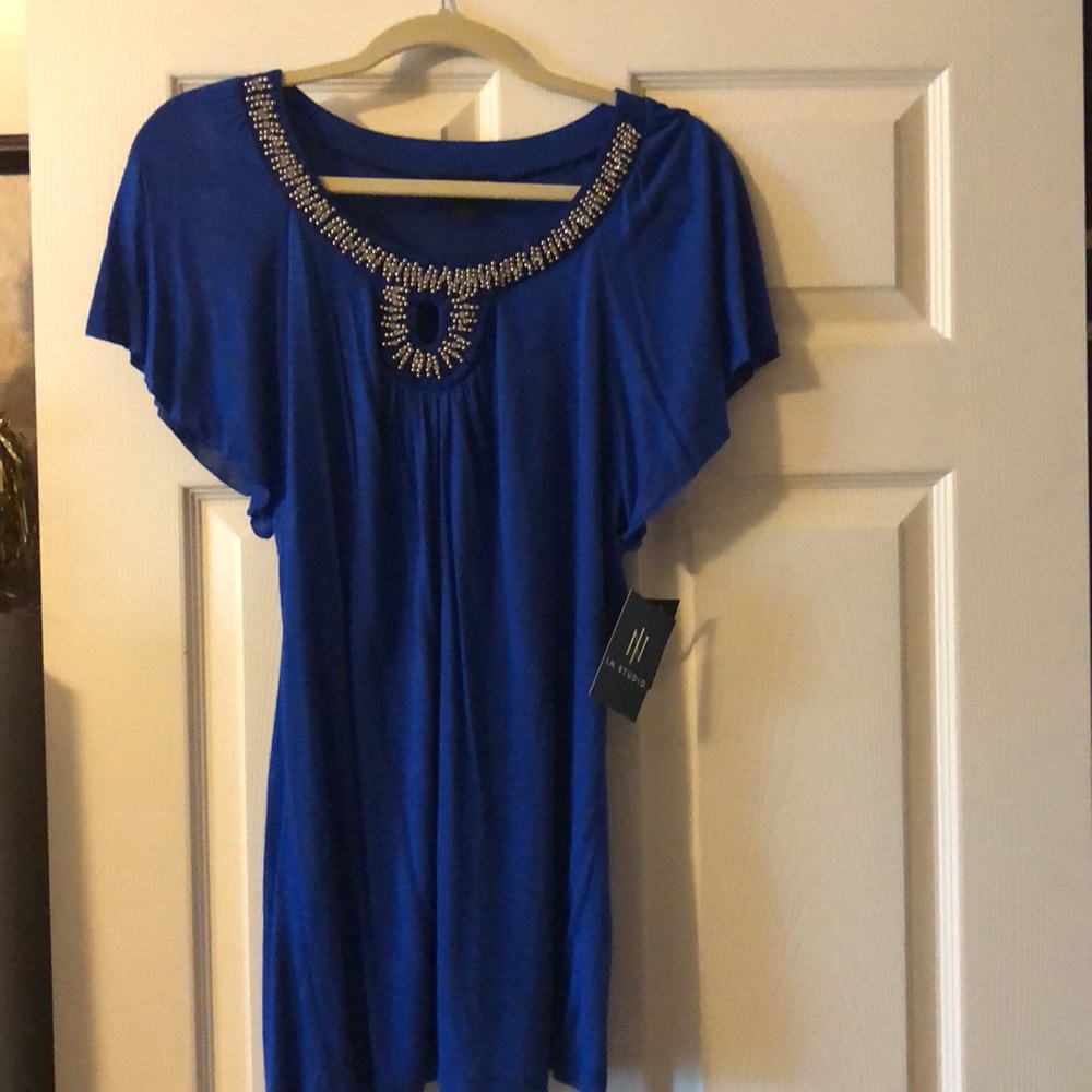 💥SALE💥I.N. Studio Blue Blouse Jewel 🌹